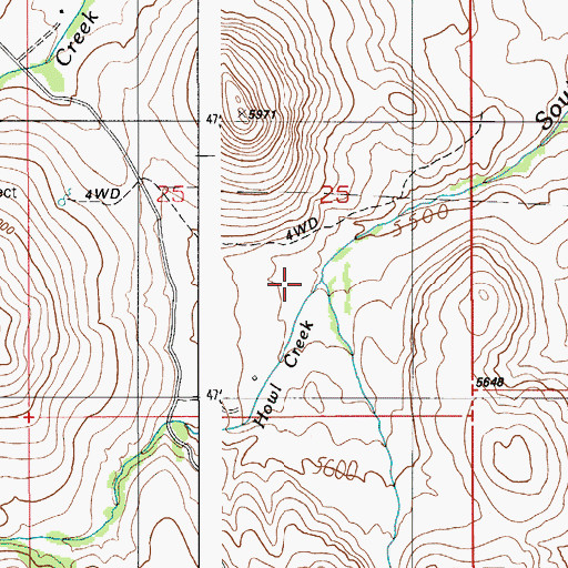 Topographic Map of Howl Creek, ID