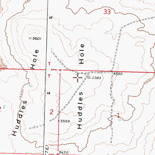Topographic Map of Huddles Hole, ID