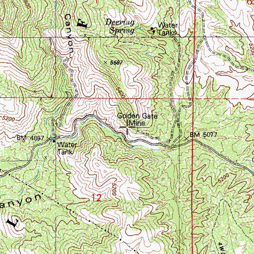 Topographic Map of Golden Gate Mine, AZ