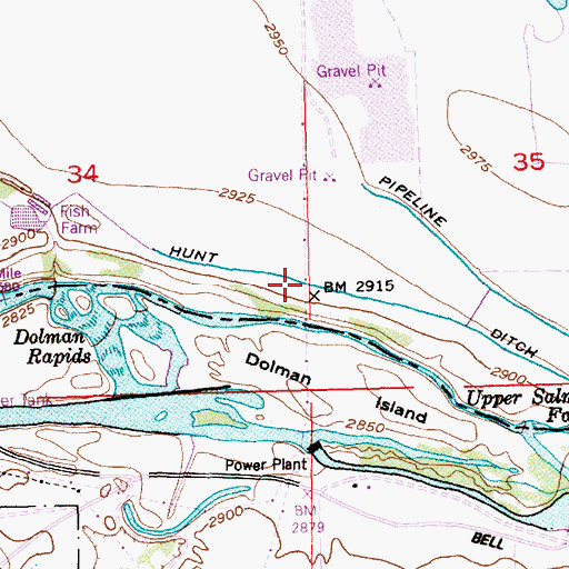 Topographic Map of Hunt Ditch, ID