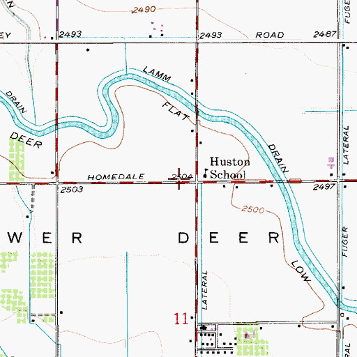 Topographic Map of Huston School, ID