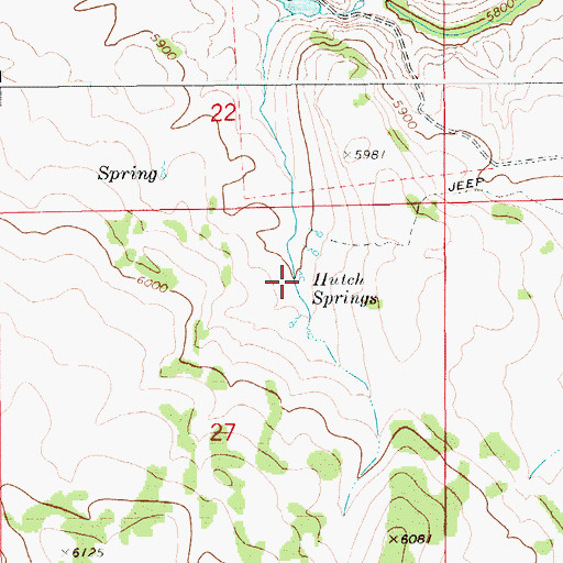 Topographic Map of Hutch Springs, ID