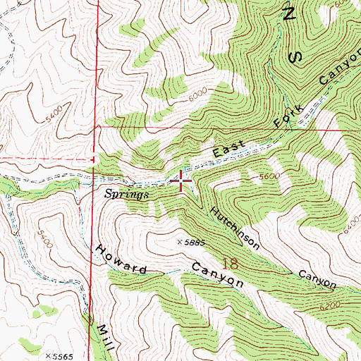 Topographic Map of Hutchinson Canyon, ID