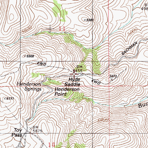 Topographic Map of Hyde Saddle, ID