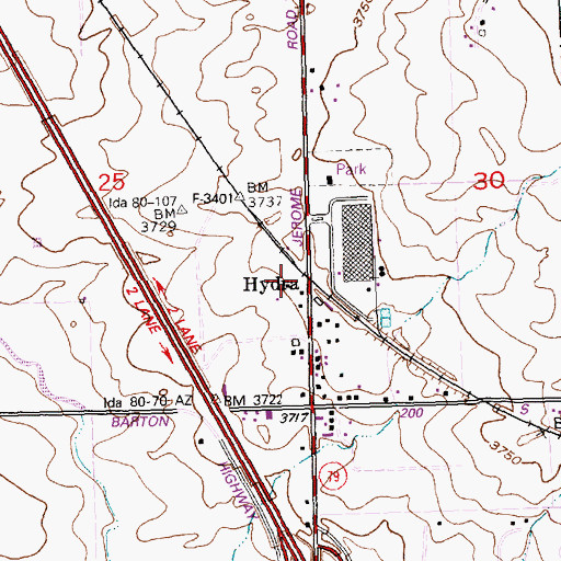 Topographic Map of Hydra, ID