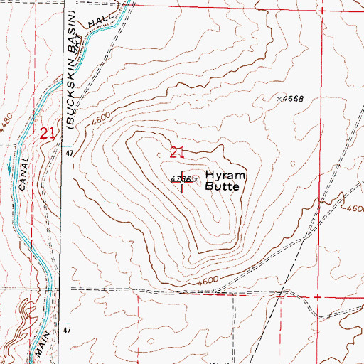 Topographic Map of Hyram Butte, ID