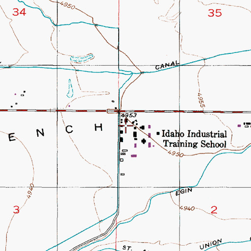 Topographic Map of Idaho Industrial Training School, ID