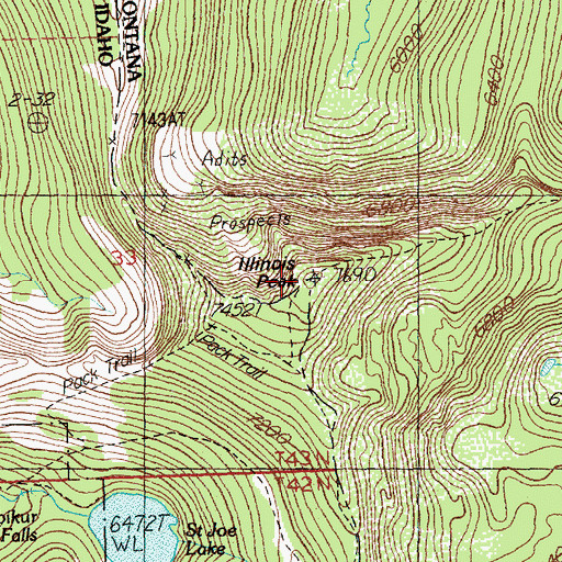 Topographic Map of Illinois Peak, ID