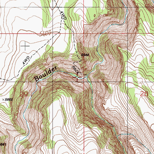 Topographic Map of Indian Creek, ID