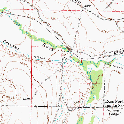 Topographic Map of Indian Creek, ID