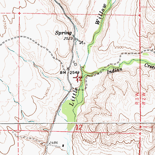 Topographic Map of Indian Creek, ID