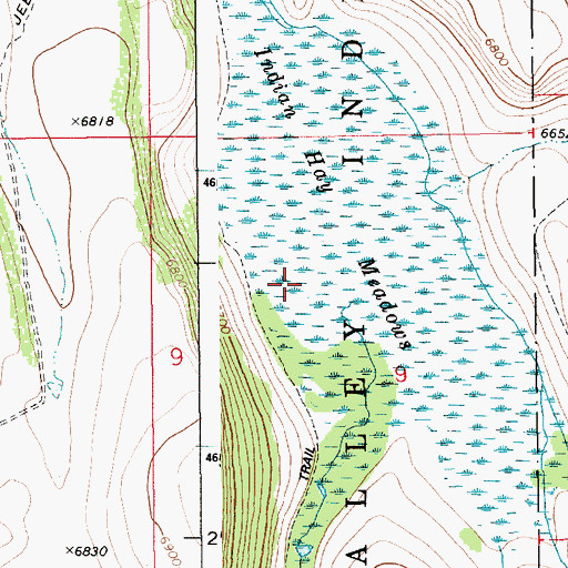 Topographic Map of Indian Hay Meadows, ID