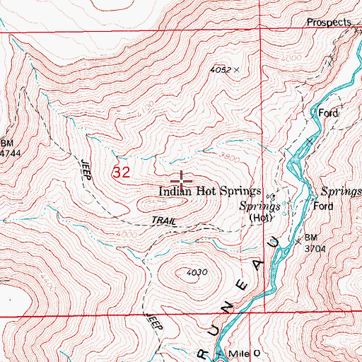 Topographic Map of Indian Hot Springs, ID