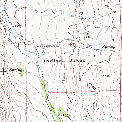 Topographic Map of Indian Jakes, ID