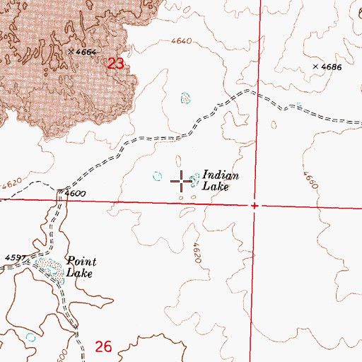 Topographic Map of Indian Lake, ID