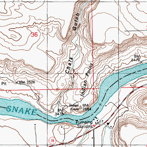 Topographic Map of Indian Point, ID
