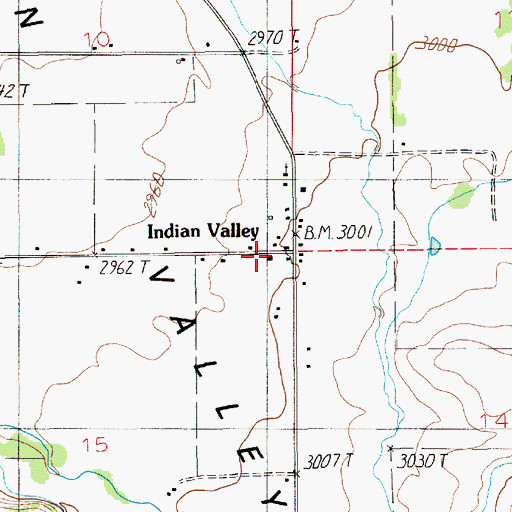 Topographic Map of Indian Valley, ID