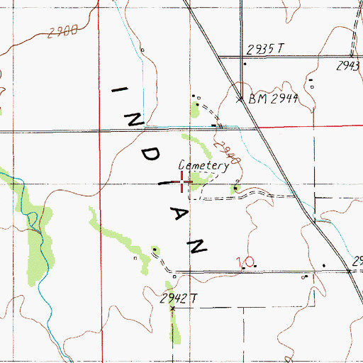 Topographic Map of Indian Valley Cemetery, ID