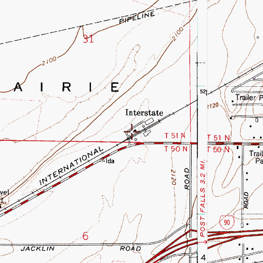 Topographic Map of Interstate, ID