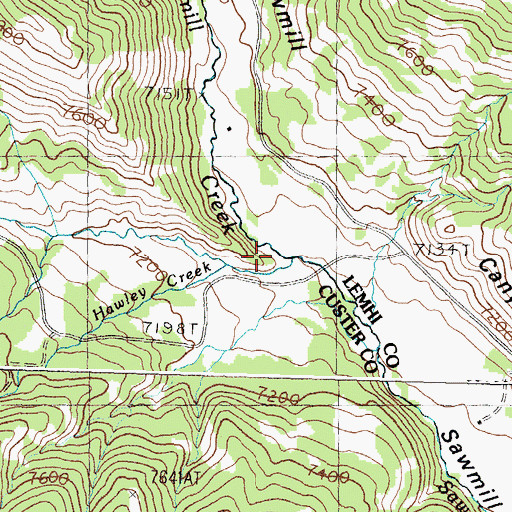 Topographic Map of Iron Creek, ID