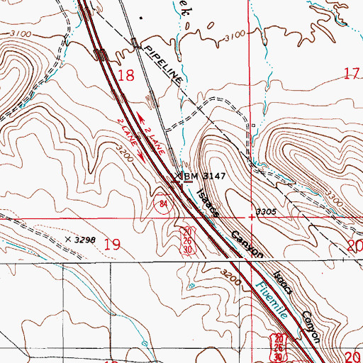 Topographic Map of Isaacs Canyon, ID