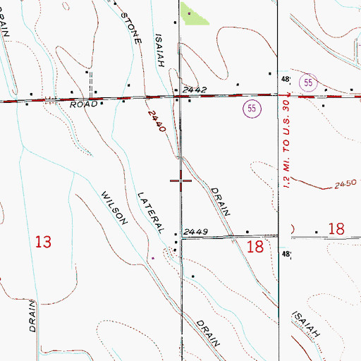 Topographic Map of Isaiah Drain, ID