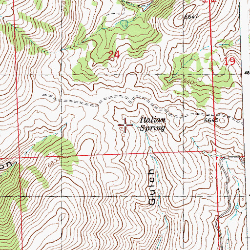 Topographic Map of Italian Spring, ID
