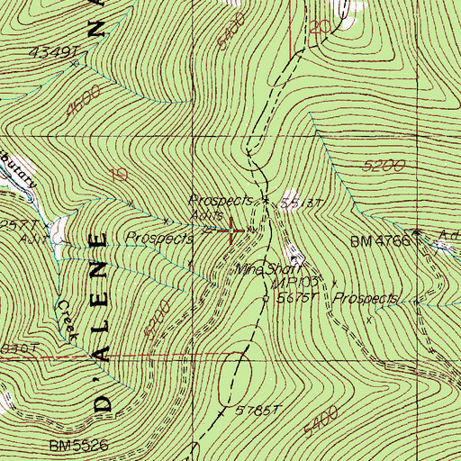 Topographic Map of Jack Waite Mine (historical), ID
