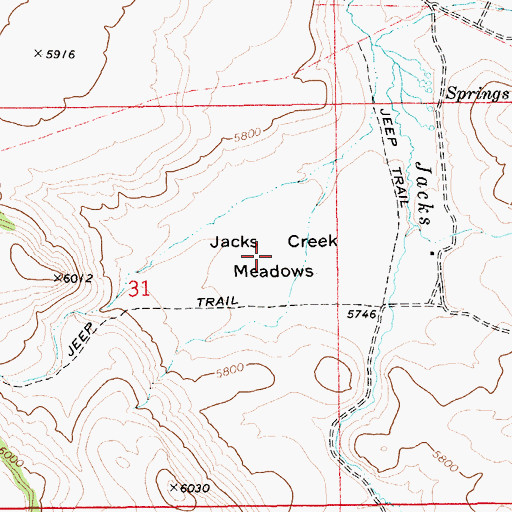 Topographic Map of Jacks Creek Meadows, ID