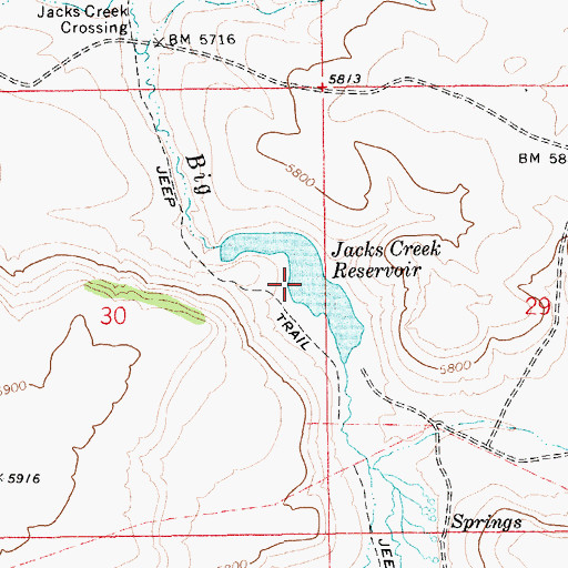 Topographic Map of Jacks Creek Reservoir, ID