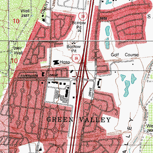 Topographic Map of Green Valley Interchange, AZ