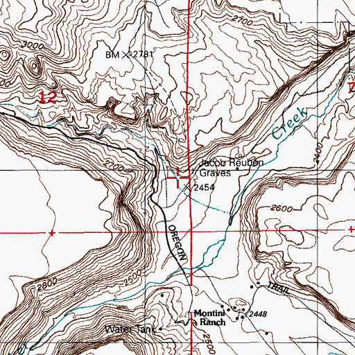 Topographic Map of Jacob Reuben Graves, ID
