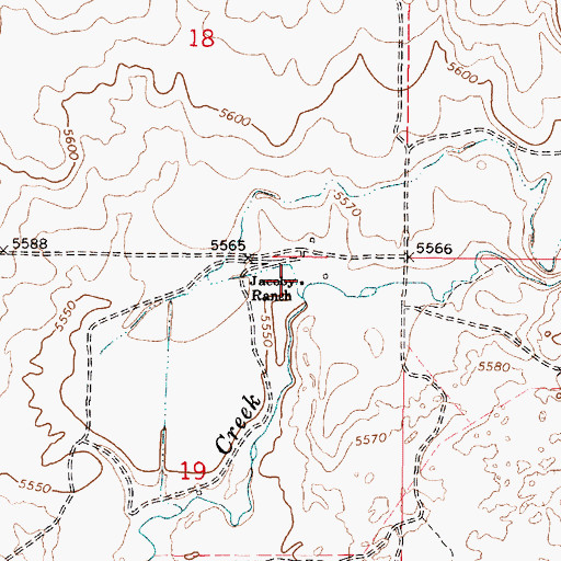 Topographic Map of Jacoby Ranch, ID