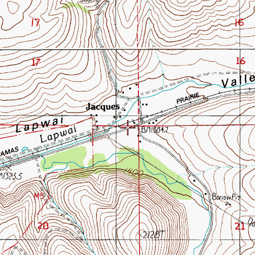 Topographic Map of Jacques Spur, ID