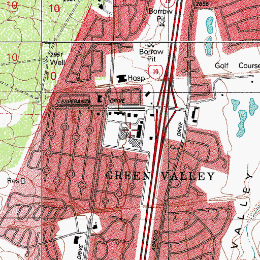 Topographic Map of Green Valley Shopping Plaza, AZ