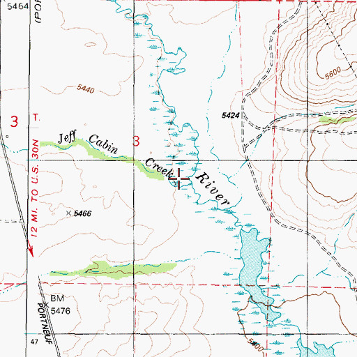 Topographic Map of Jeff Cabin Creek, ID