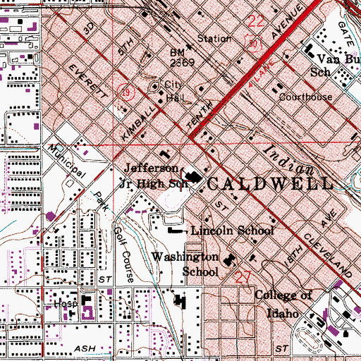 Topographic Map of Jefferson Junior High School, ID