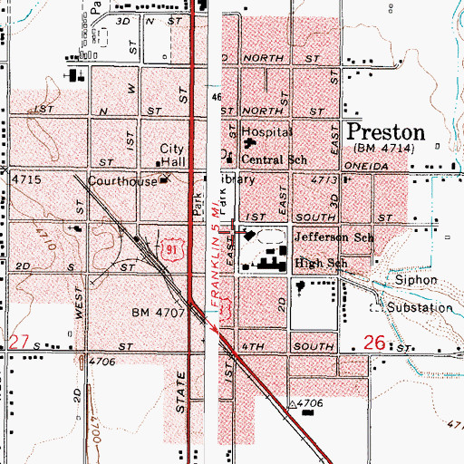 Topographic Map of Jefferson School, ID