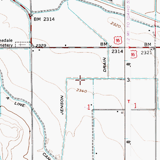 Topographic Map of Jenson Drain, ID