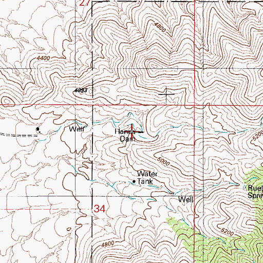 Topographic Map of Hanna Dam, AZ