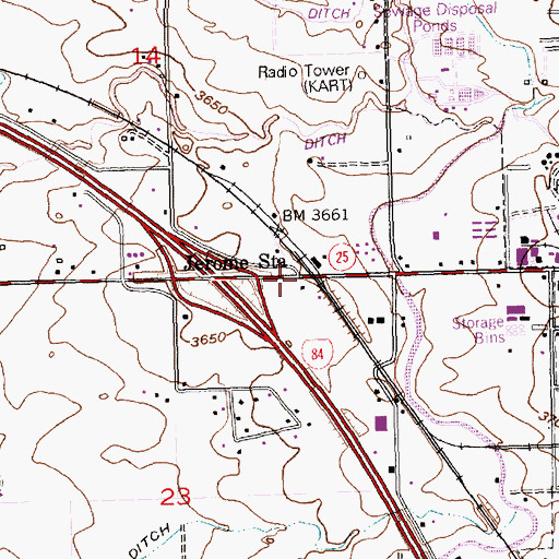 Topographic Map of Jerome Station, ID