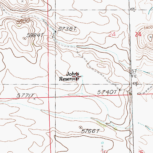 Topographic Map of Johns Reservoir, ID