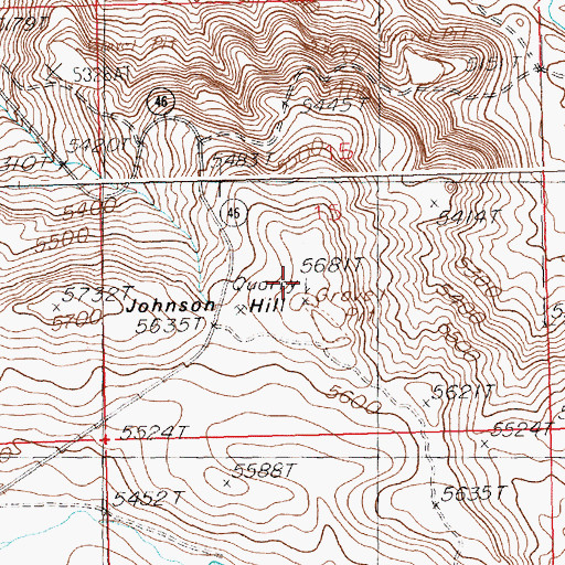 Topographic Map of Johnson Hill, ID