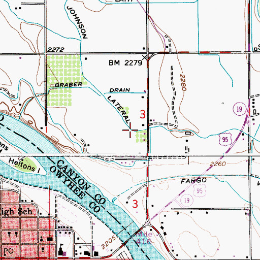 Topographic Map of Johnson Lateral, ID