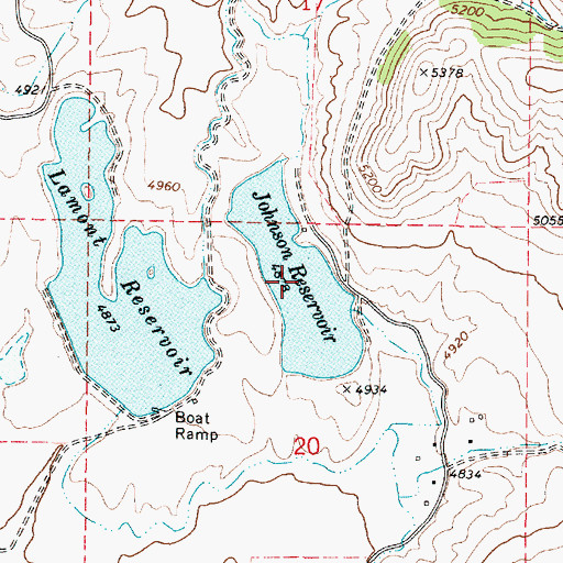 Topographic Map of Johnson Reservoir, ID