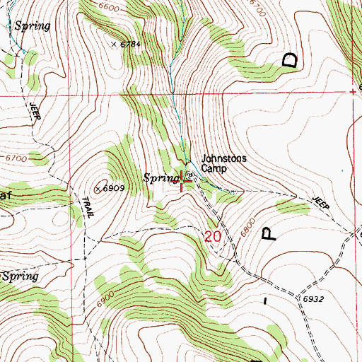 Topographic Map of Johnstons Camp, ID