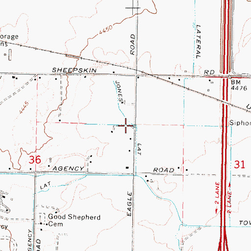 Topographic Map of Jones Lateral, ID