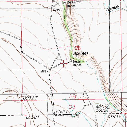 Topographic Map of Jones Ranch, ID