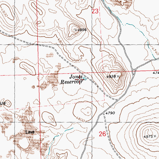 Topographic Map of Jones Reservoir, ID