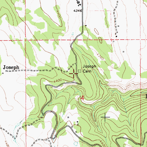Topographic Map of Joseph Cemetery, ID
